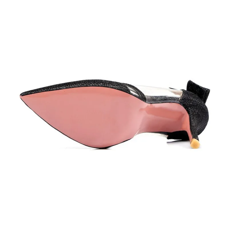 Женские туфли на шпильке пикантные сандалии с прозрачным узлом сзади обувь очень