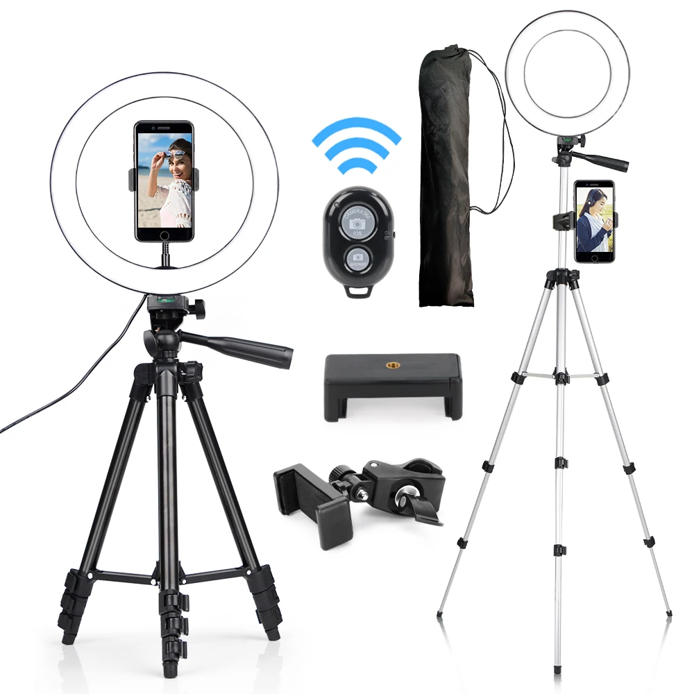Кольцевой светильник для селфи лампа вспышка с держателем мобильного телефона
