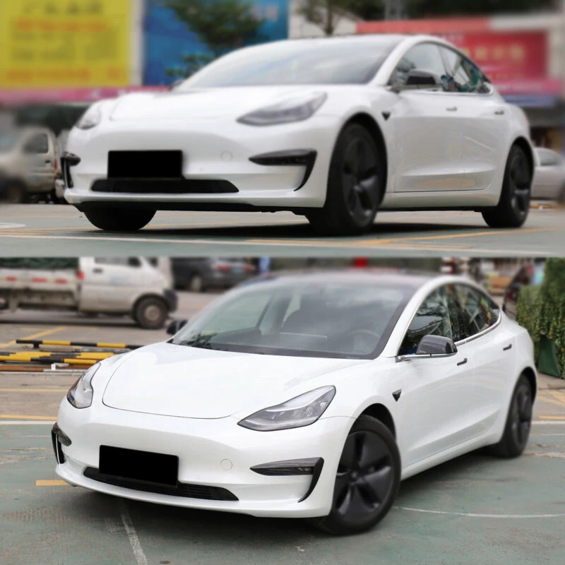 Автомобильный бампер из углеродного волокна модификация для Tesla модель 3 Защита фар 2 шт