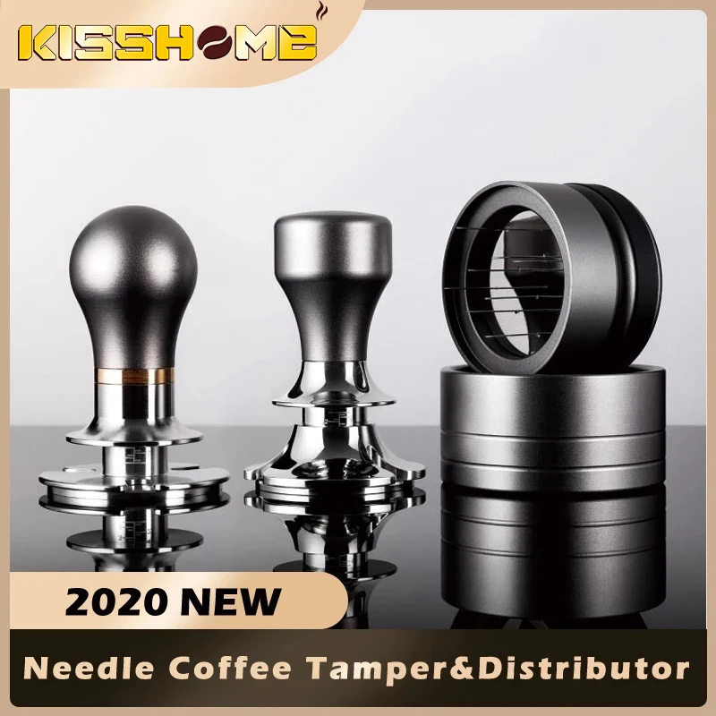 

2020 New Needle Coffee Tamper 58mm Coffee Tamper Set Distributor Leveler Tool Needle Type Coffee Powder Distributor coffee tools
