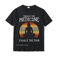 inhale exhale weed buddha meditation retro pot smoker gifts t shirt printed tops tees cotton mens t shirt printed designer