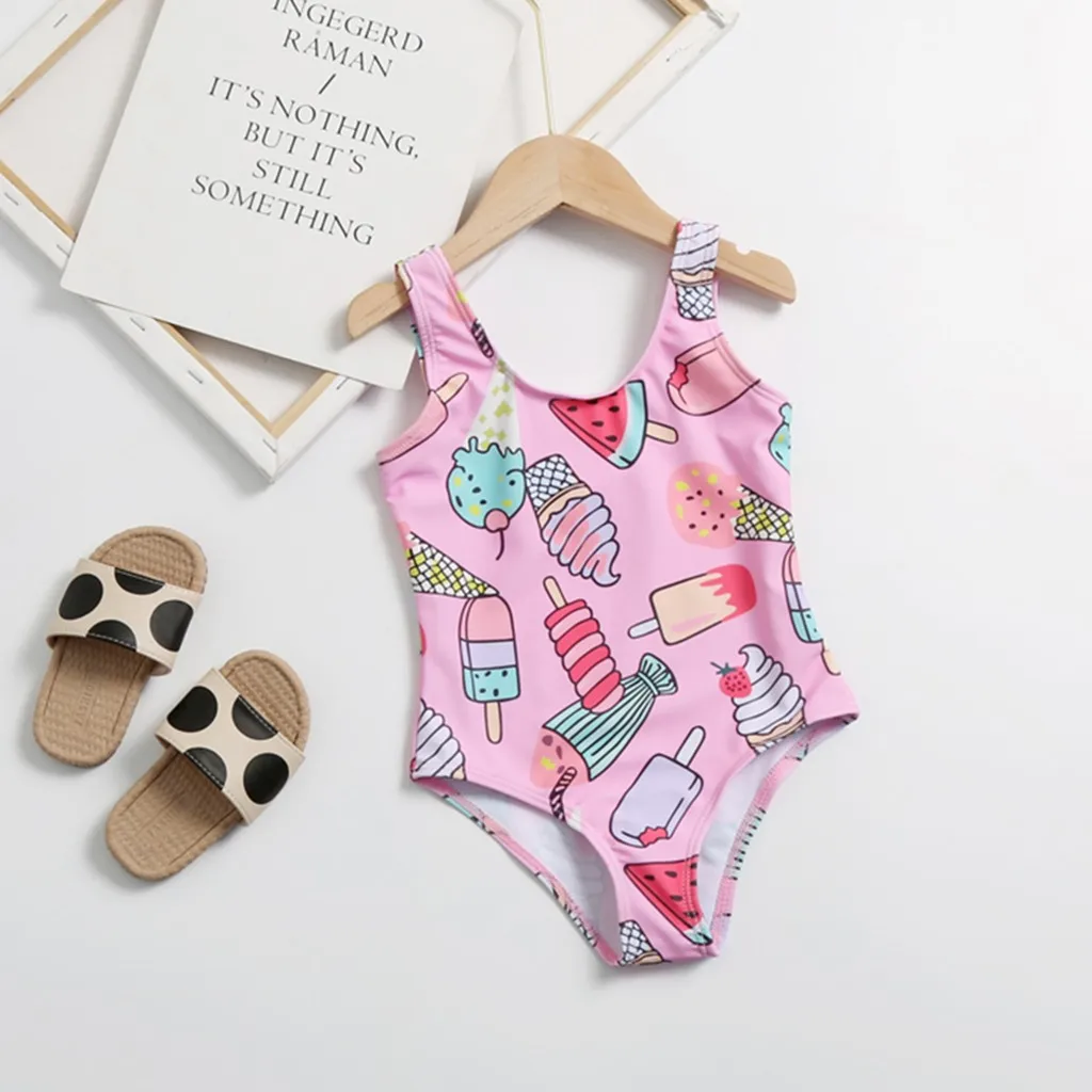 Купальник для девочек с принтом фруктов цельный летний купальный костюм