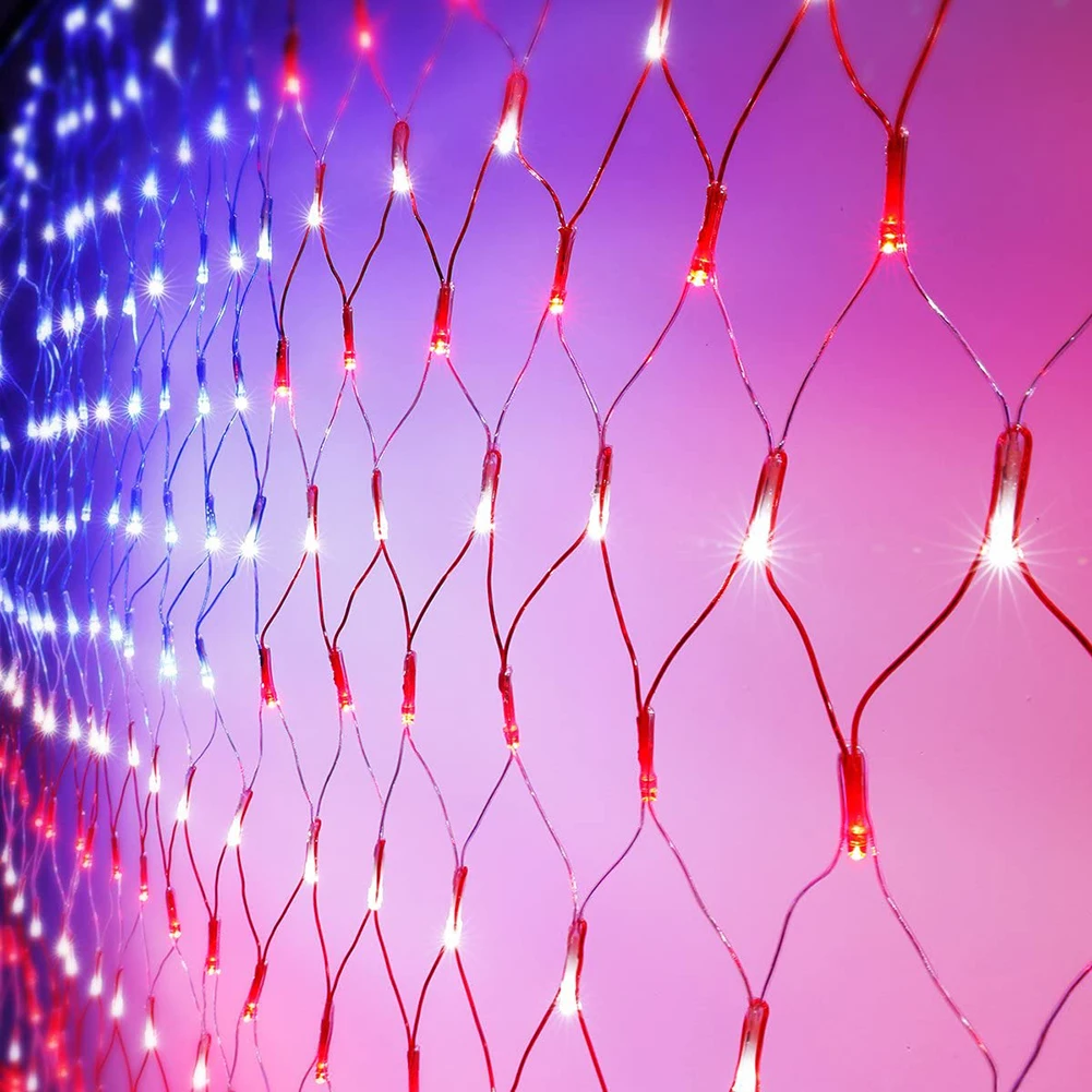 Американский флаг 390/420LED струнный светильник 8 режимов Функция таймера большой