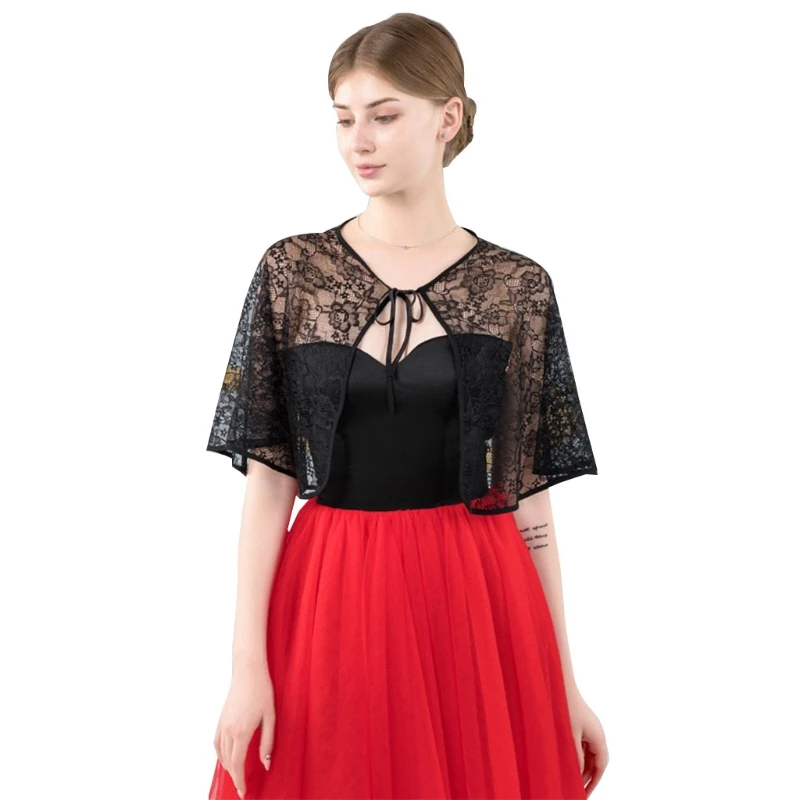 

Wedding Bridal Shawl Wrap Capelet Floral Lace Jacket Bolero Tulle Cape Shrug