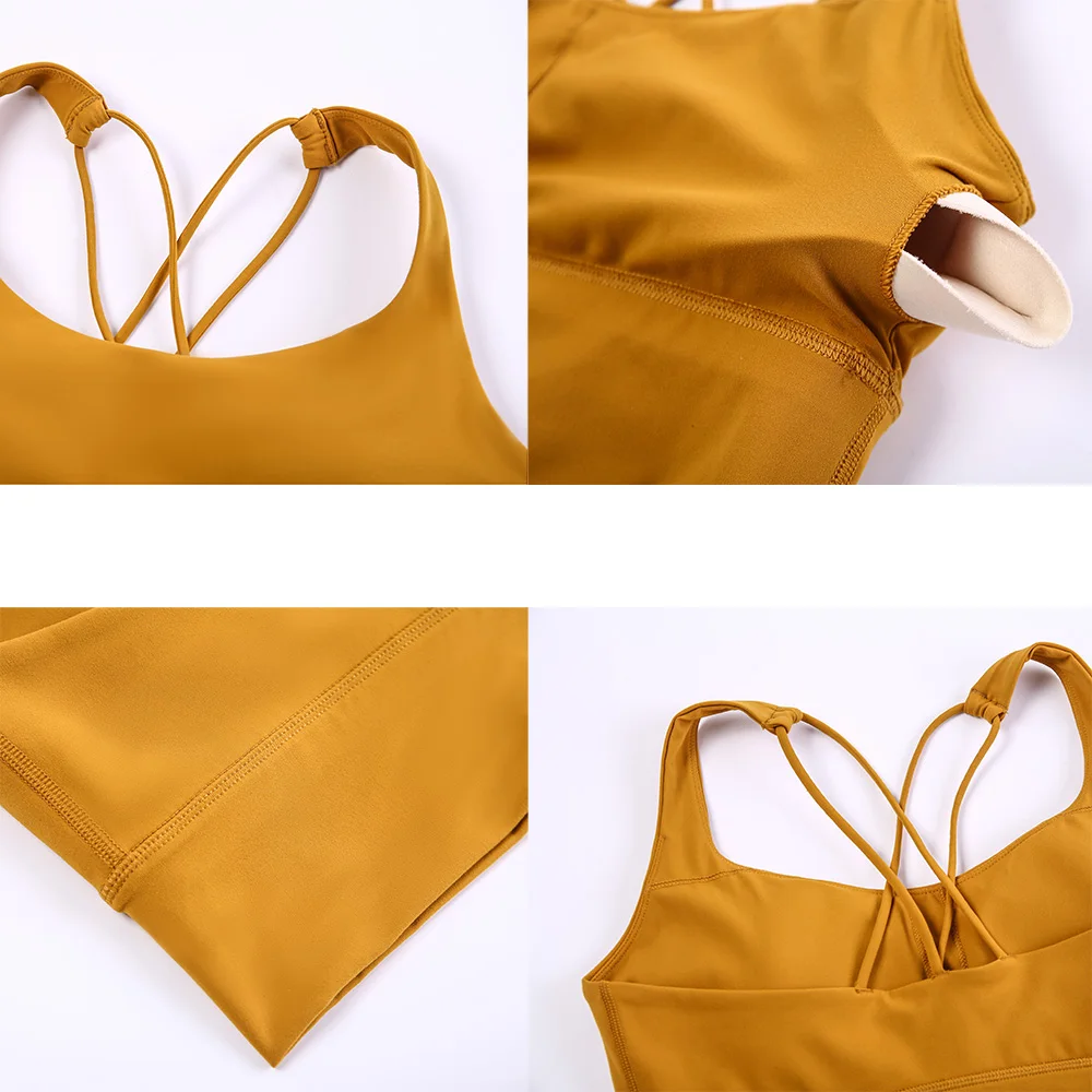 

SHINBENE EVERYDAY Push Up Sport Bras Crop Top Women Naked Feel 4-Ways Stretchy Workout Leisure Gym Yoga Bras with Removable Pads