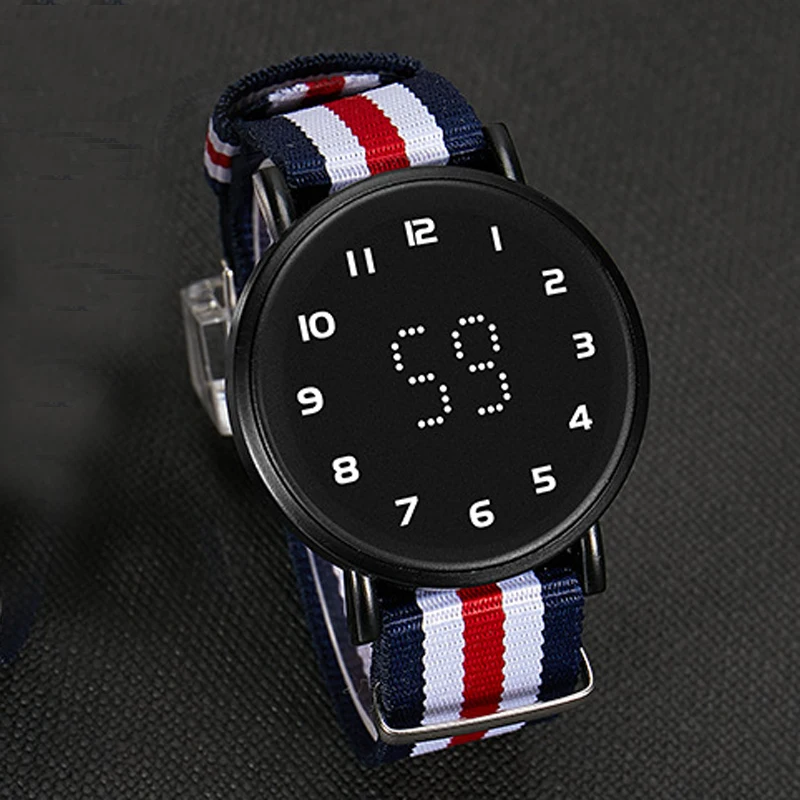 

Fashion Led Digital Watches Men Touch Srceen Watches Nylon Band Electronic Wristwatches Men Casual Sports Watches Reloj Hombre