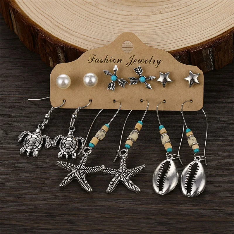 Серьги подвески FNIO в стиле бохо женские Винтажные Ювелирные украшения с цветами