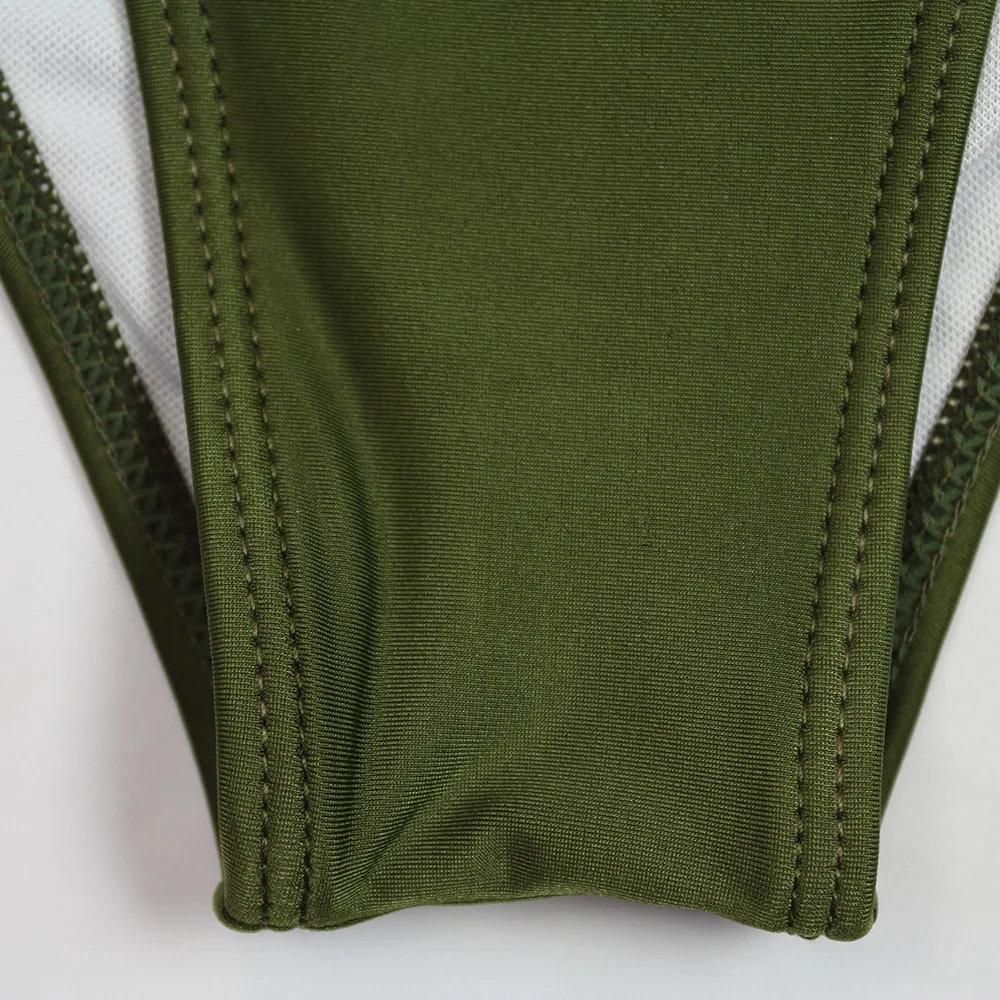 

[CX] 2021 new bikini high waisted bikini one shoulder lotus leaf edge sexy swimsuit solid color swimsuit