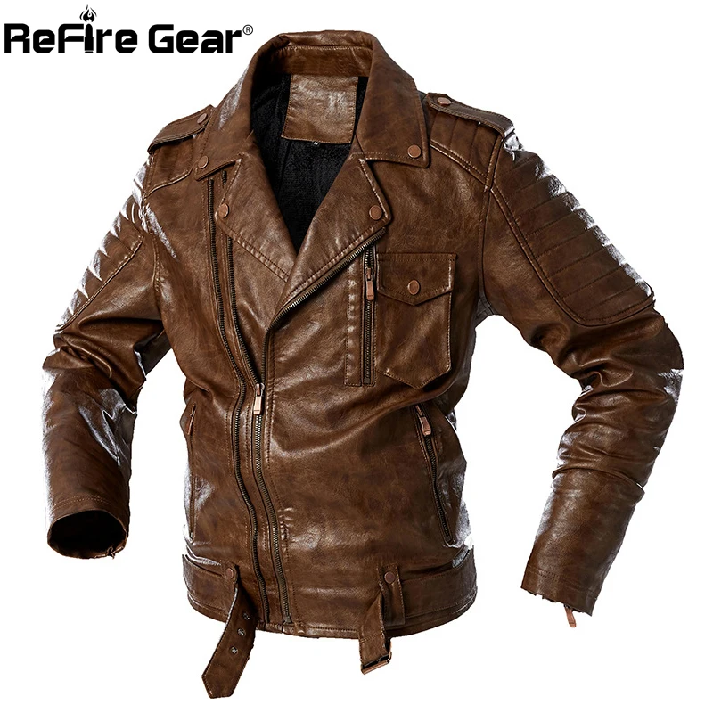 

Men’s EU PU Leather Tactical Motorcycle Jacket Winter Thick Warm Vintage Military Jacket Motorcycle Biker OverSize Casual Coat