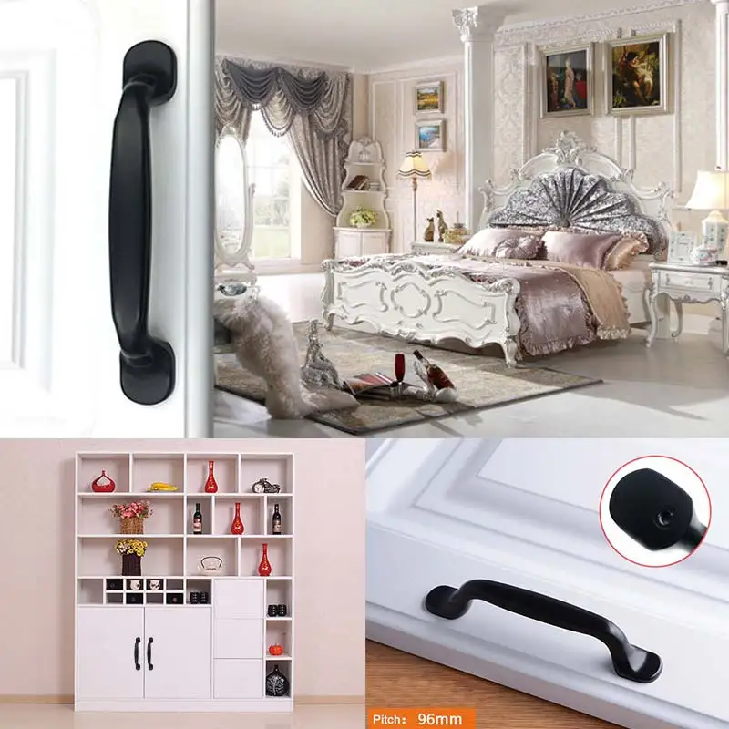 Аппаратные средства 1 шт. ручки шкафа ящика Твердые Алюминий сплав Черная для