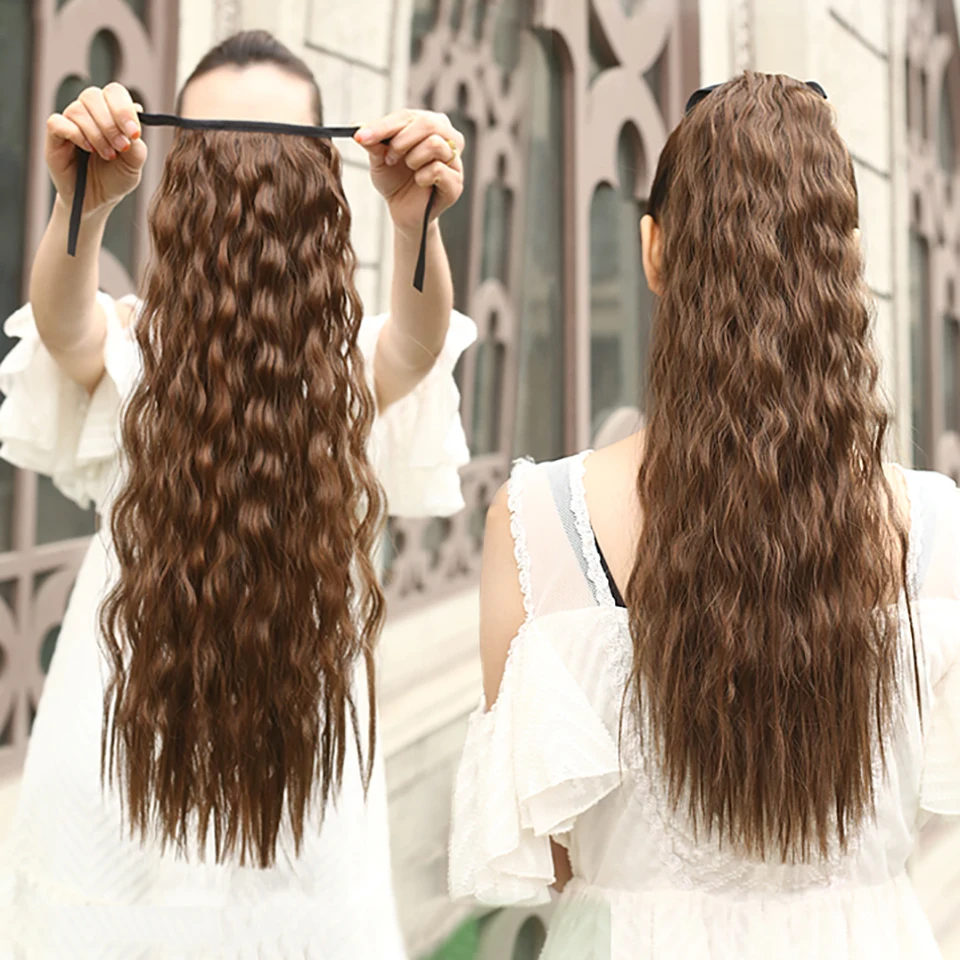 Allaosify длинные прямые заколки искусственные волосы конский хвост шиньон с