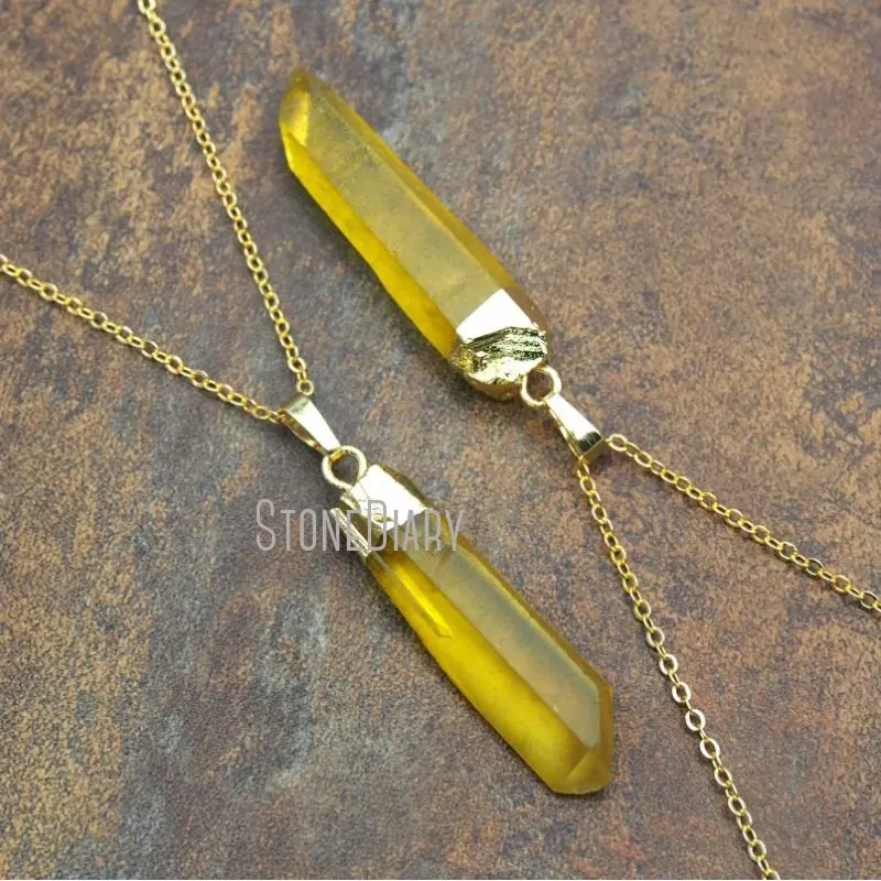 Ожерелье из кварца NM11574 с желтым прозрачным кристаллом свадебные ювелирные