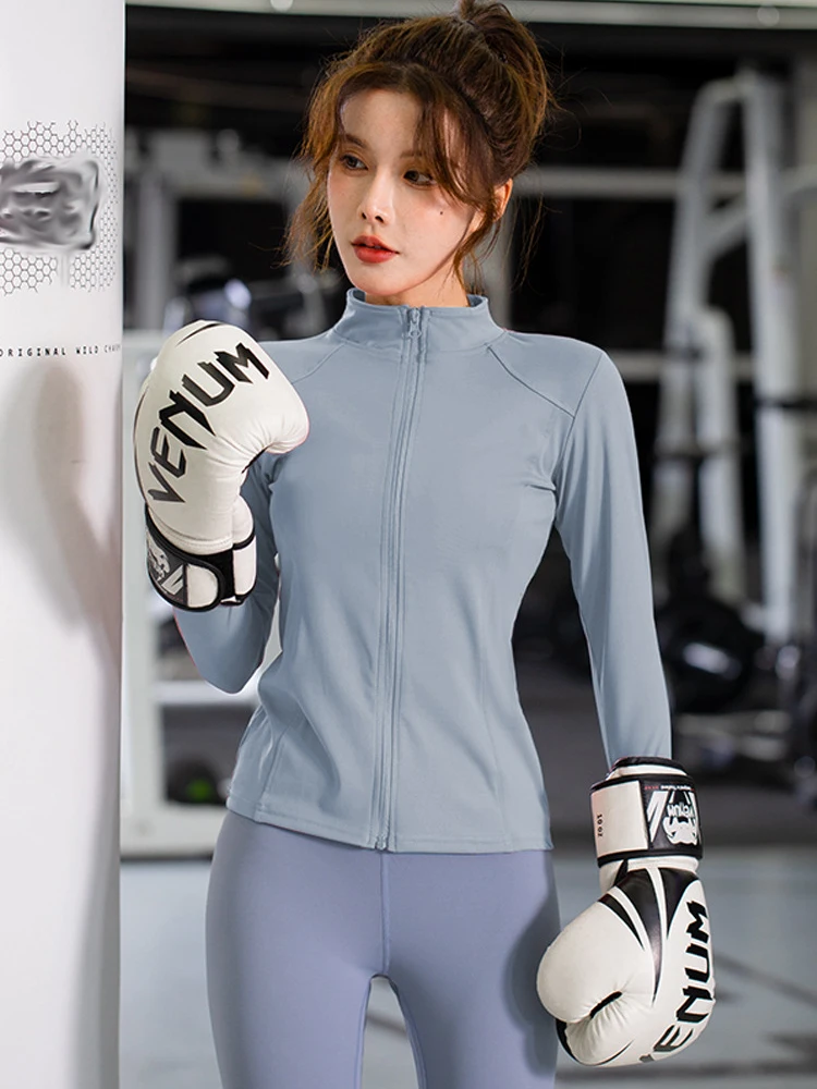 Женская спортивная куртка на молнии пальто для йоги одежда быстросохнущая