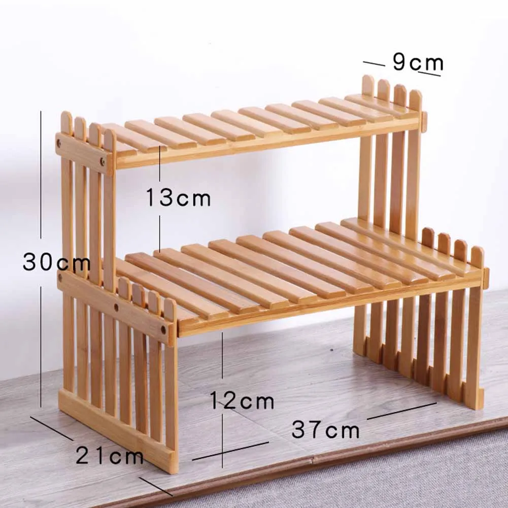 Домашний Настольный бамбук 2 Слои стеллаж для хранения Ванная комната Кухня