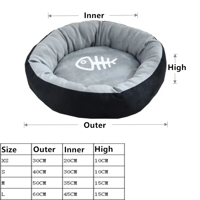 Кровать для кошки с рыбными косточками круглый короткий плюшевый коврик