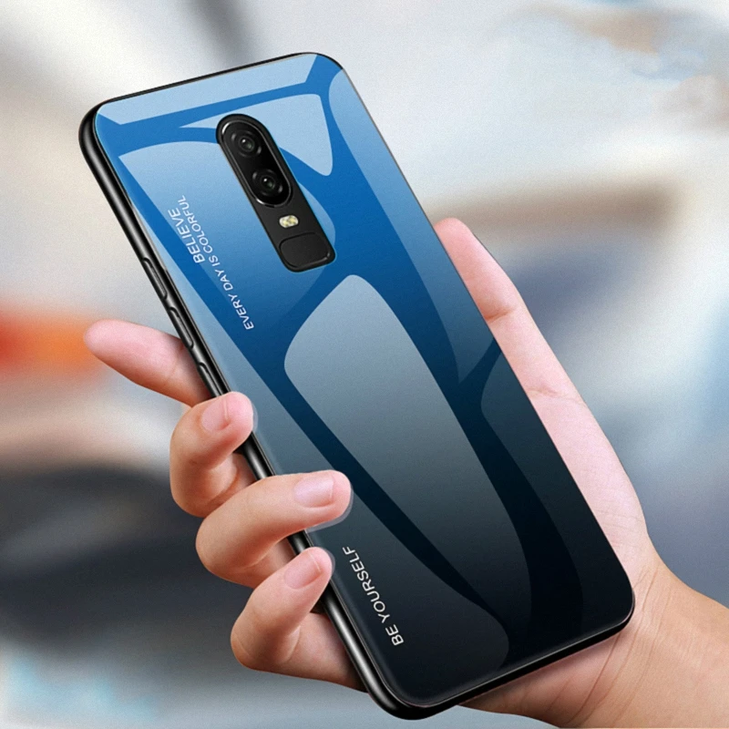 Градиентный чехол из закаленного стекла для OnePlus 7 Pro 6 6T гибридный противоударный