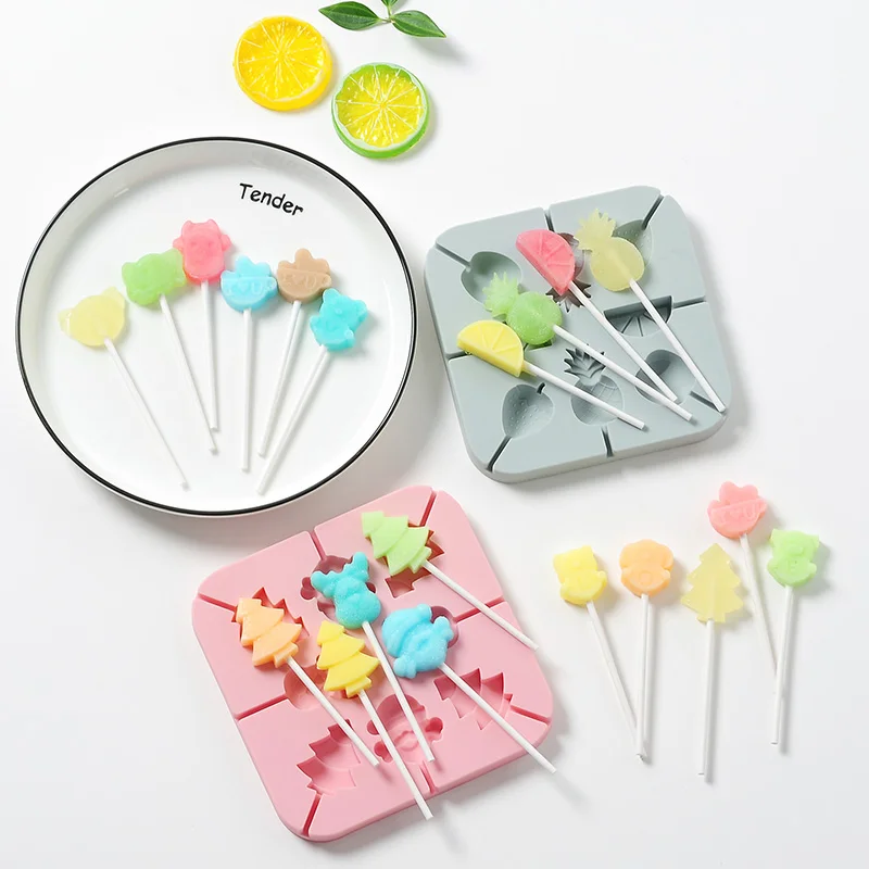 

Christmas Tree Elk Silicone Mold with Lid Lollipop DIY Fruit Cube Ice Cream Candy Bar Popsicle Mold Fudge Jelly Chocolate Gadget