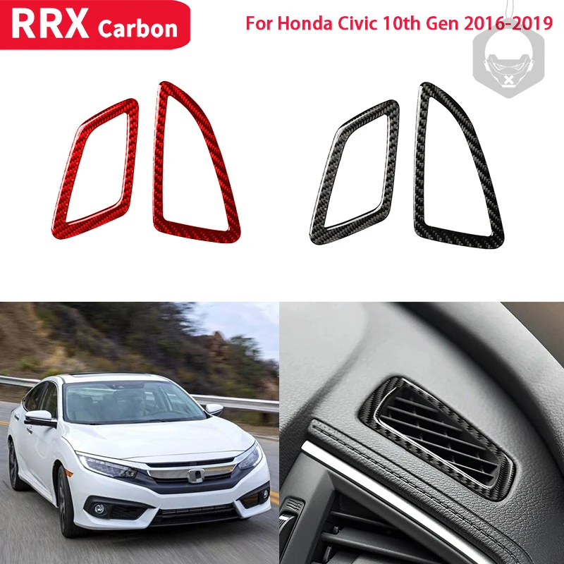 

For Honda Civic 10th Gen 2016 2017 2018 2019 Car Carbon Fiber Sticker Dashboard Air Condition Vent Decor Cover Trim Car Sticker