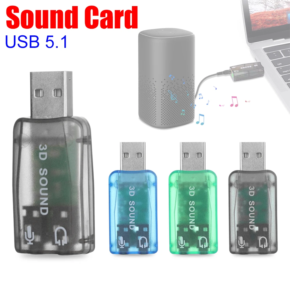 USB 2 0 аудио 5 1 внешняя звуковая карта адаптер Звук для ПК ноутбука аудиоадаптер 3D