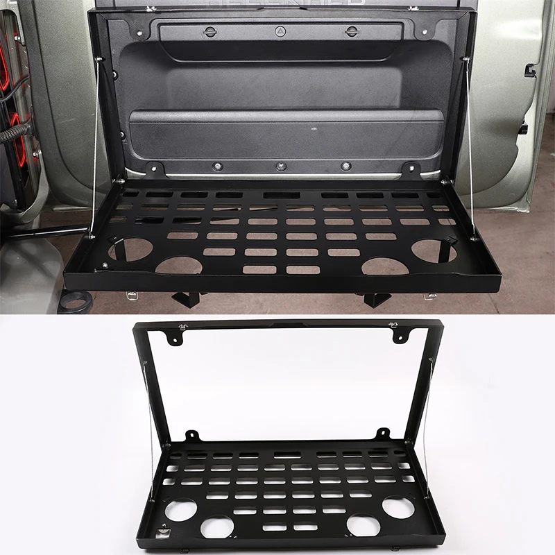 

ST Car Accessories Black Aluminum Off-Road Travel Tailgate Table Back Door Foldable Shelf For Land Rover Defender 90 110 2020-22