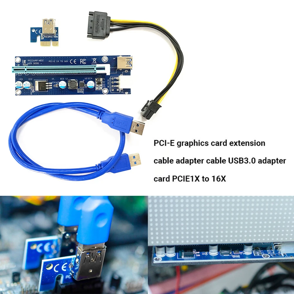 Простая установка штепсельный разъем USB 3 0 PCI-E Riser Express 1X до 16X переходная карта для
