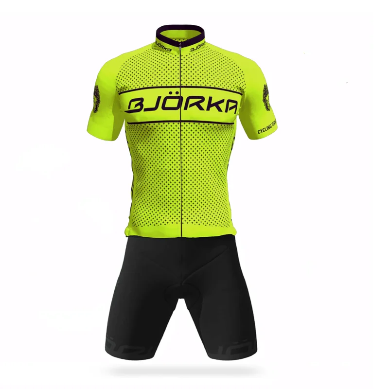 

Cycling jerseys Men's BJORKA short sleeve road bike set bicycle clothing Summer cycling bib shorts ropa ciclismo maillot suit