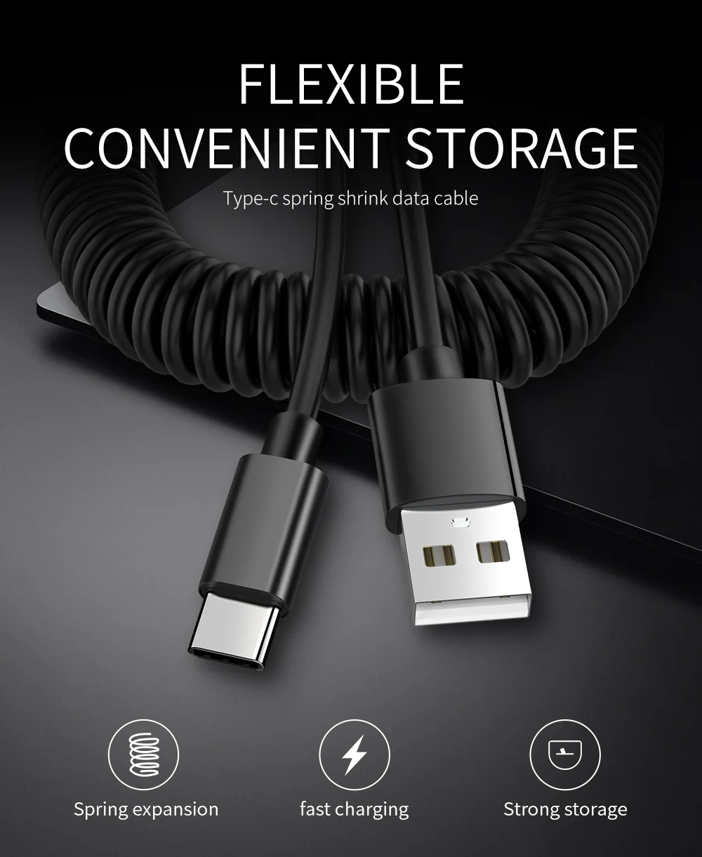 Micro usb type-C кабель Выдвижной пружинный зарядный кабель usb type c для huawei p20 litei Fast chager для samsung S9 8 Note 9