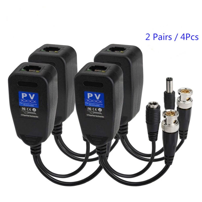 

2pairs/lot New CCTV Camera Coaxial BNC Video Power Transceiver to CAT5e 6 RJ45 Connector