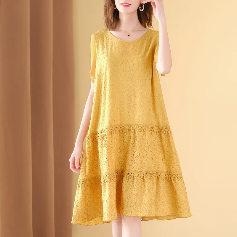 

Oversized 2020 Summer Dress New Loose Big Size Belly Covering Mom Dress