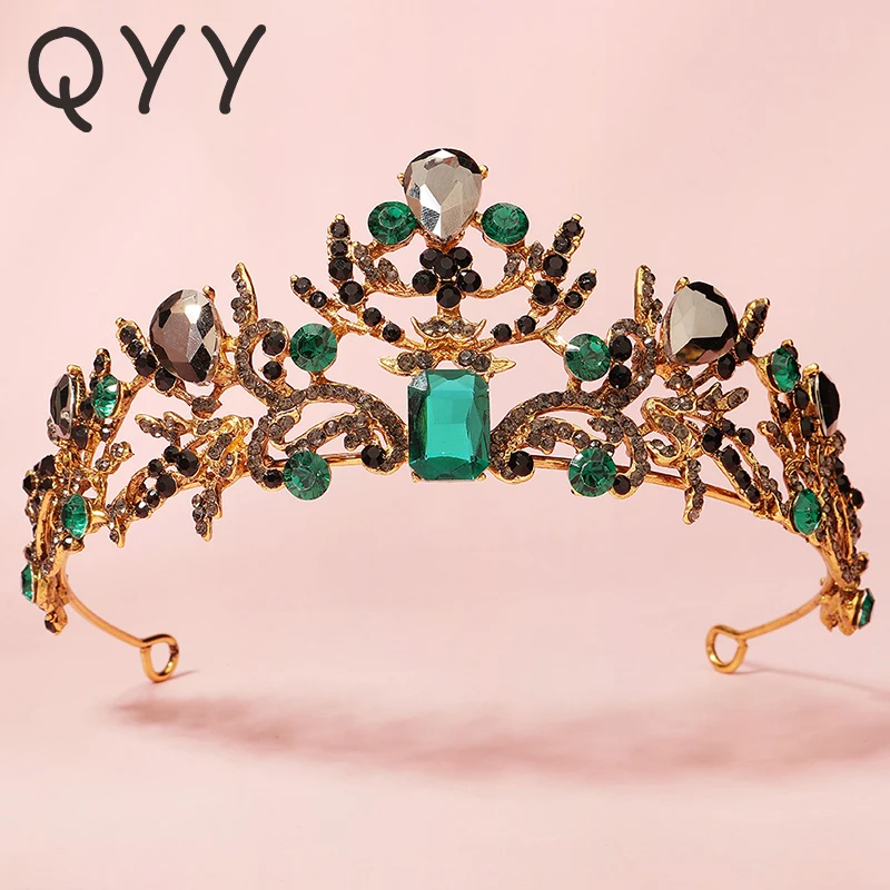 

Vintage Crown Crystal Ancient Gold Tiaras and Crowns for Women Accessories Party Hair Jewelry Rhinestone Headpiece Headwear Gift