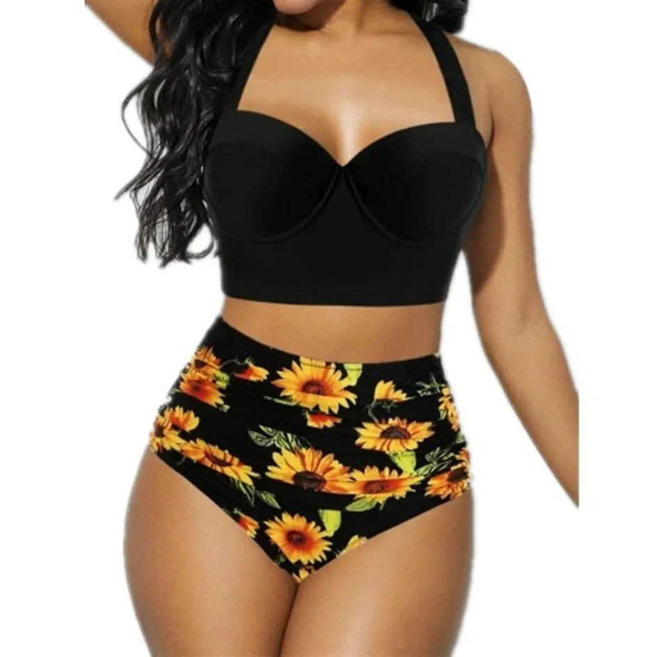 

Женское винтажное бикини с чашками пуш-ап и открытой спиной