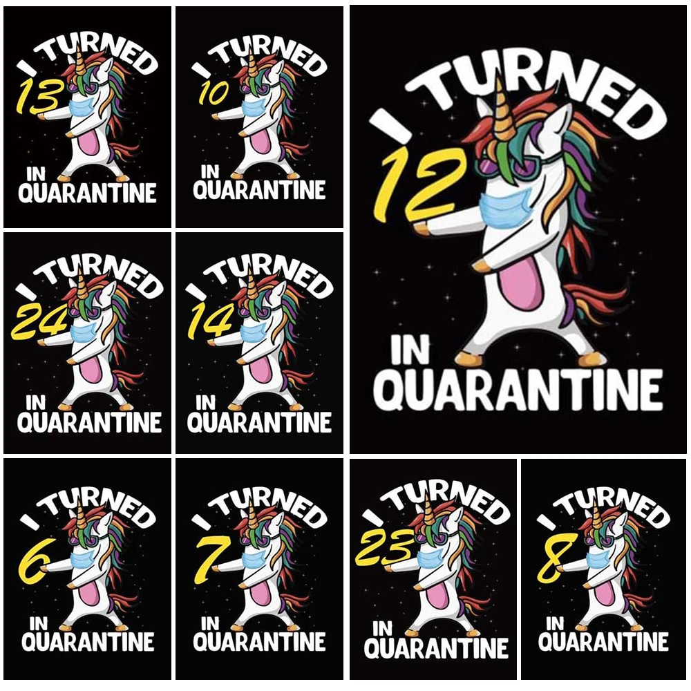 

I Turned 6 in Quarantine Unicorn Quotes Nordic Poster Wall Art Canvas Painting Wall Pictures For Living Room Home Decor Unframed