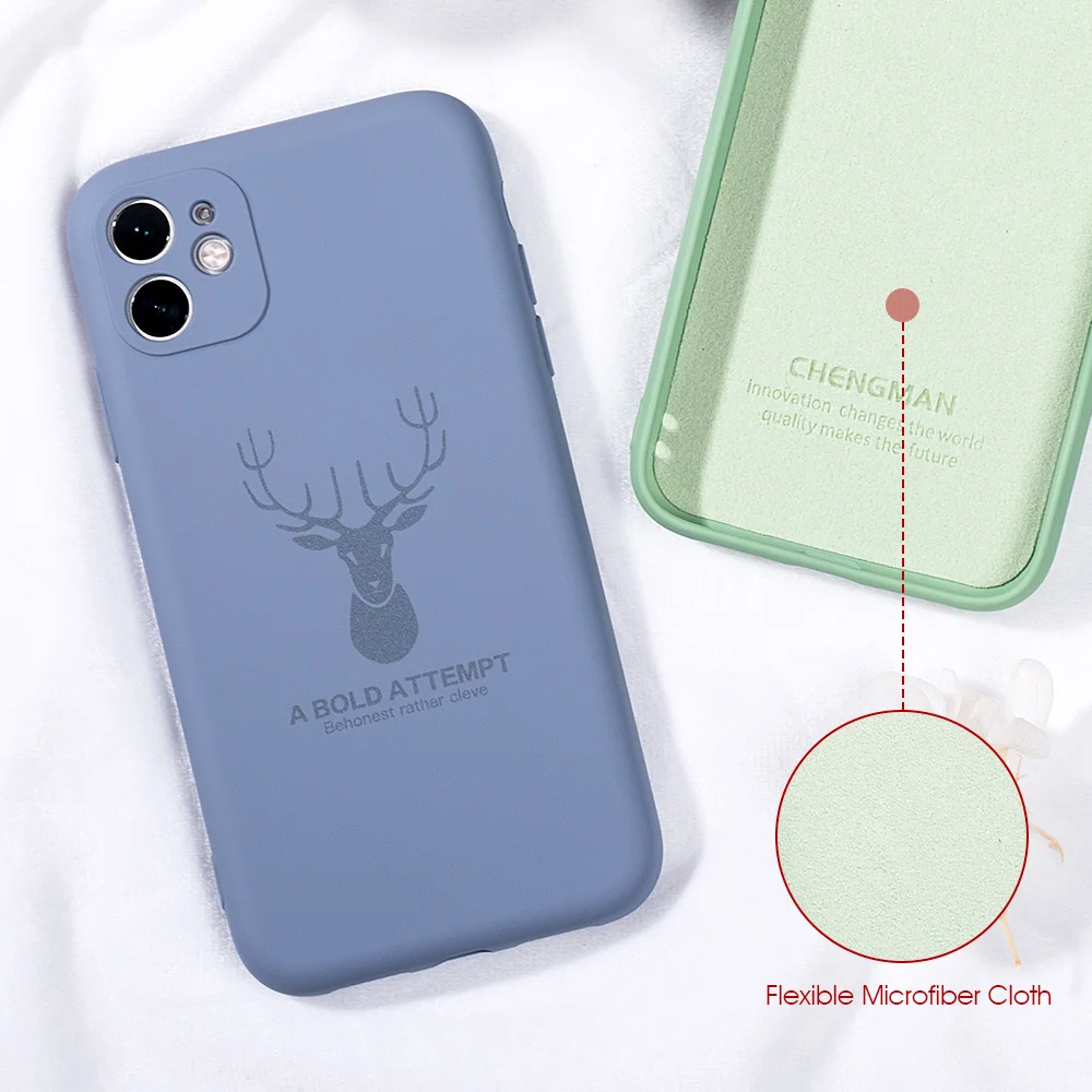 Жидкий силиконовый чехол с оленем для iPhone 11 Pro Max Роскошный телефона X XS XR 7 8 Plus