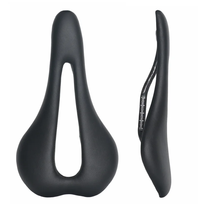 

MTB Mountain Road Bike Black Carbon Fiber Bow + PU Leather Saddles Cushion Ultralight Bicycle Saddles Hollow Saddle Seat