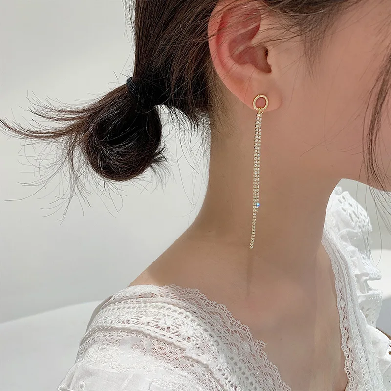 Корейские серьги для женщин Новые простые длинные сережки с кисточками вечерние ювелирные изделия оптом