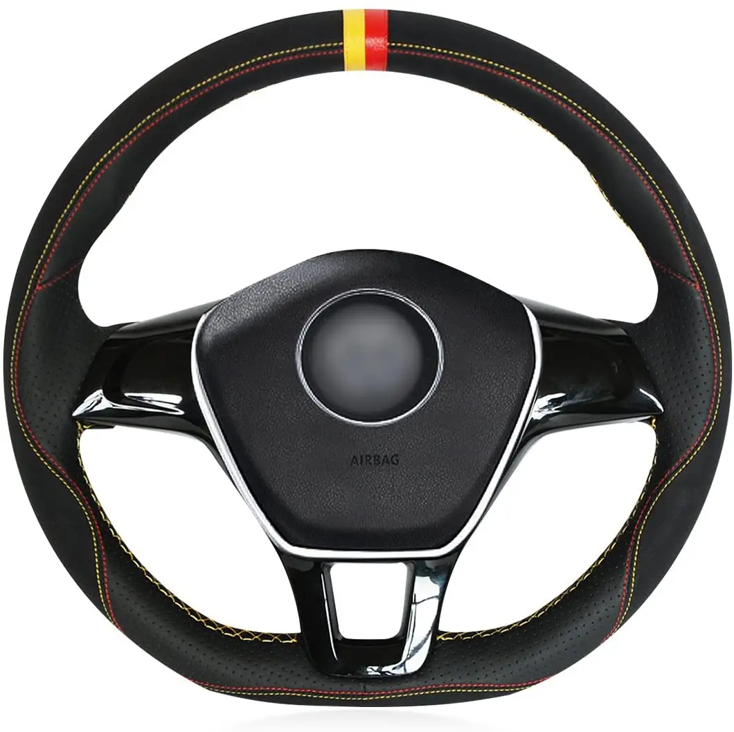 

Шитье ручной работы чехол рулевого колеса автомобиля для Volkswagen VW Golf 7 Mk7, Новый Полиуретан B8, Tiguan, Sharan 2016, 2017, Touran Up