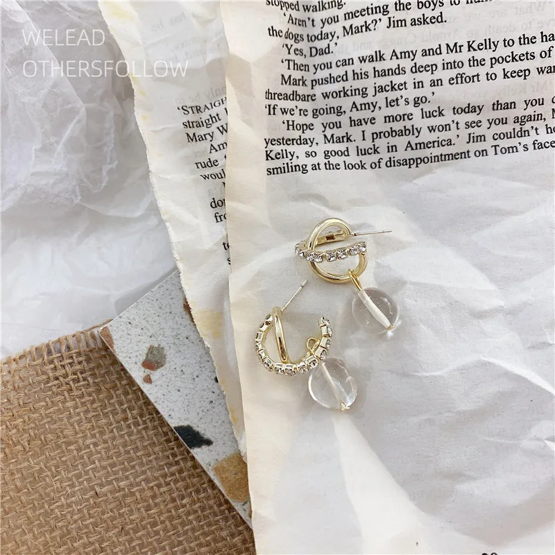 

minimalism trendy metal gold plating diamond drop earrings steriling silver for women gift silver earrings 925 women