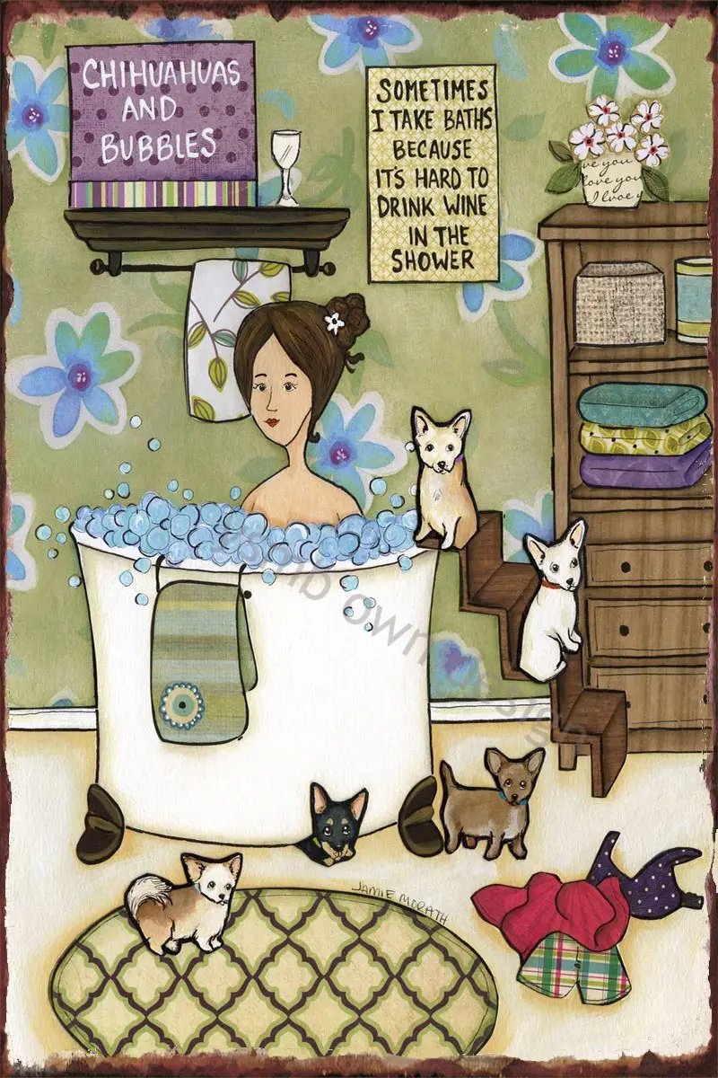 

Винтажный металлический знак Чихуахуа и пузырьки в стиле ретро, жестяные таблички, настенный Декор для дома, клуба, мужской пещеры, кафе, паб...