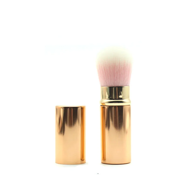 rose gold Портативные Выдвижные кисти для макияжа, кисть для пудры, тональной основы, кисть для лица, Maquiagem, косметические инструменты, кисть для румян для женщин, щек - Handle Color: rose gold