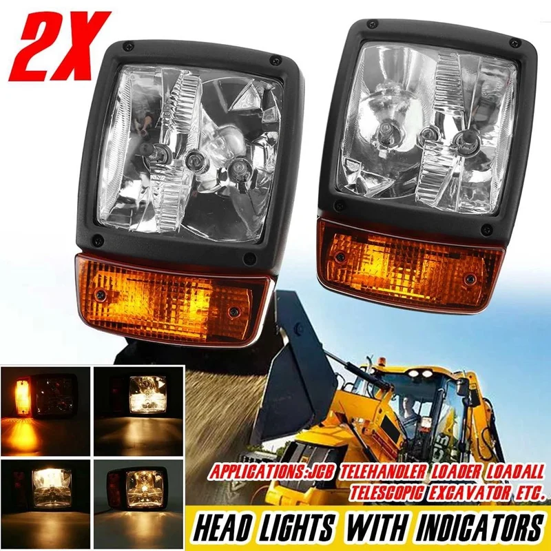 

24V Tractor Trailer LED Headlights Turn Signal Indicator Lamp Worklight for Excavator JCB Telehandler Loader Forklift