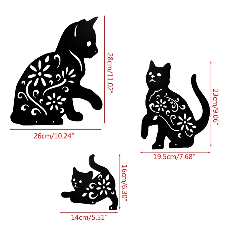 

1Set Metal Cat Silhouette Stake Art Fairy Garden Yard Home Decoration A9LB