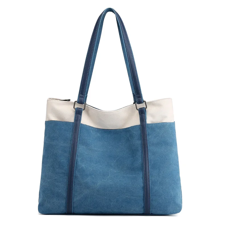 

Women's Canvas Shoulder Handbags Luxury Simple Designer Big Capacity Shopping Work Travel Lady Tote Bags High Quality New 2021
