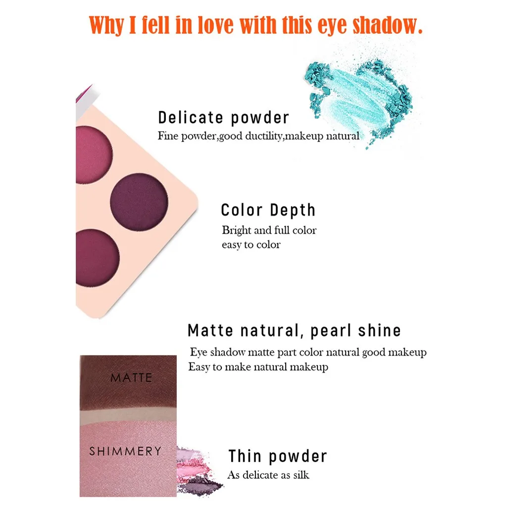 Тени для век матовые тени косметика макияж 4 цвета темно-синие винно-Красные |