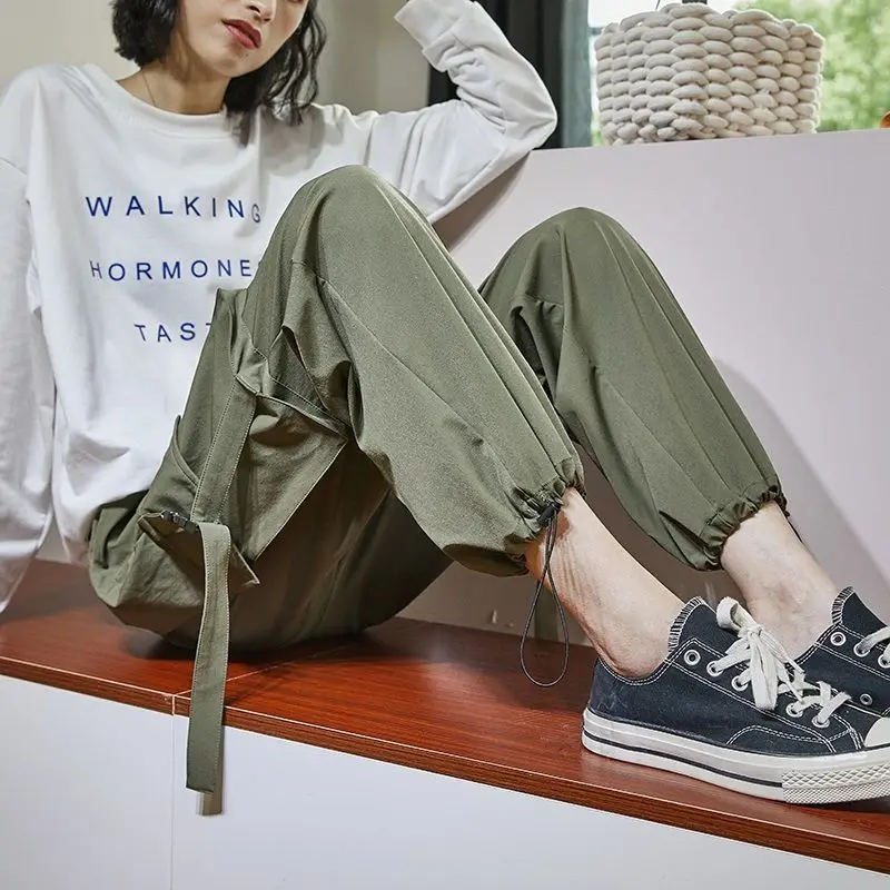 

Korean new spring and summer wide leg legged casual pants for girls