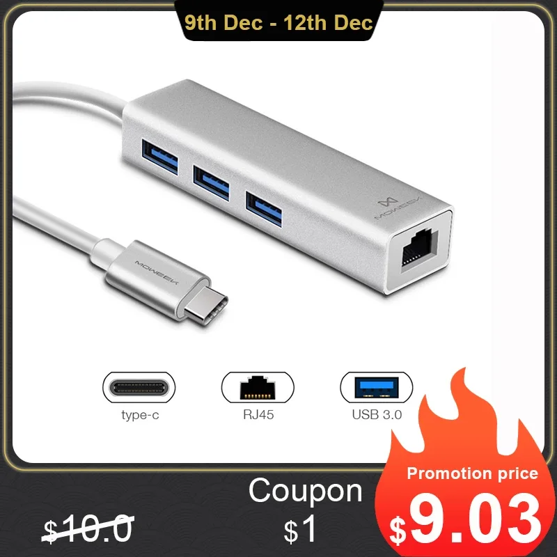 Сетевой адаптер USB 3 0 Type c Ethernet 1000 Мбит/с RJ45 usb с портами разветвитель для MacBook
