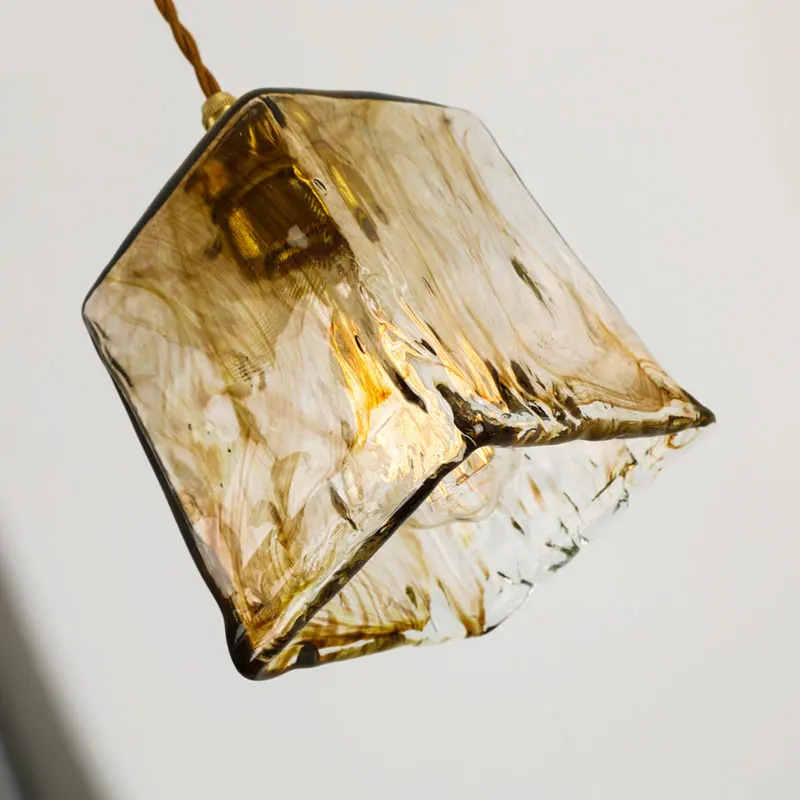 Винтажные подвессветильник светильники из золотого Витражного Стекла кухонные