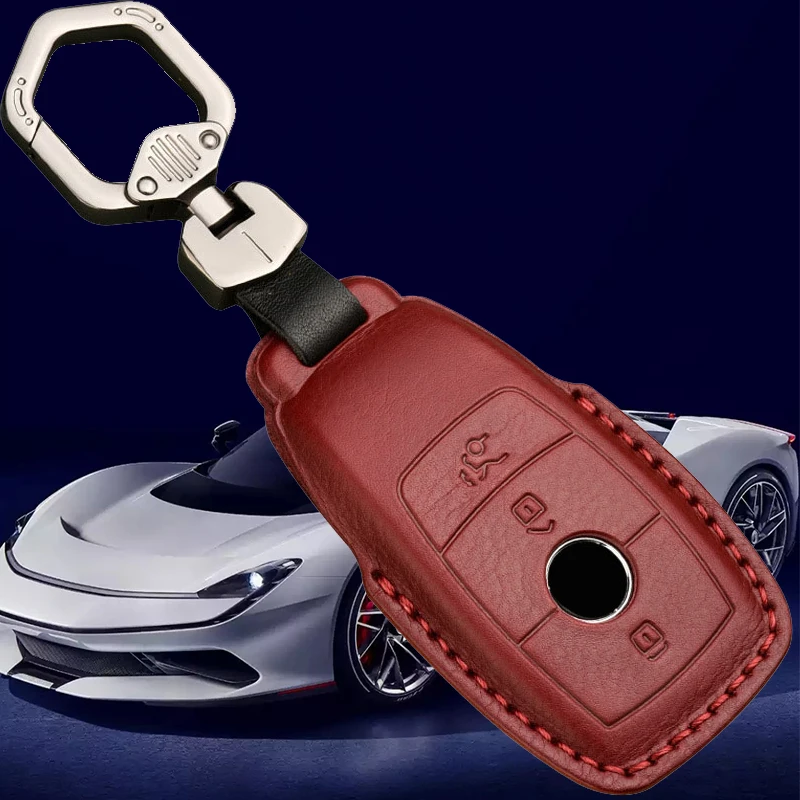 

Leather 3 Buttons Car Key Shell Cover Case for Mercedes Benz AMG W205 E320L C200 C180 C260 C300 fob Sport Accessories