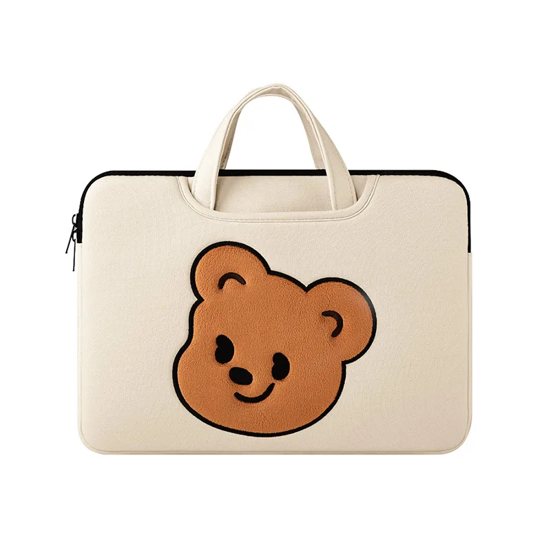 korean ins biscuits bear laptop sleeve bag protective carrying case for 13 13 3 15 15 6 inch macbook air lenovo huawei handbag free global shipping