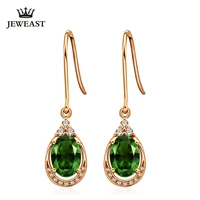 lszb natural green tourmaline 18k pure gold earring real au 750 solid gold earrings diamond trendy jewelry hot sell new 2020