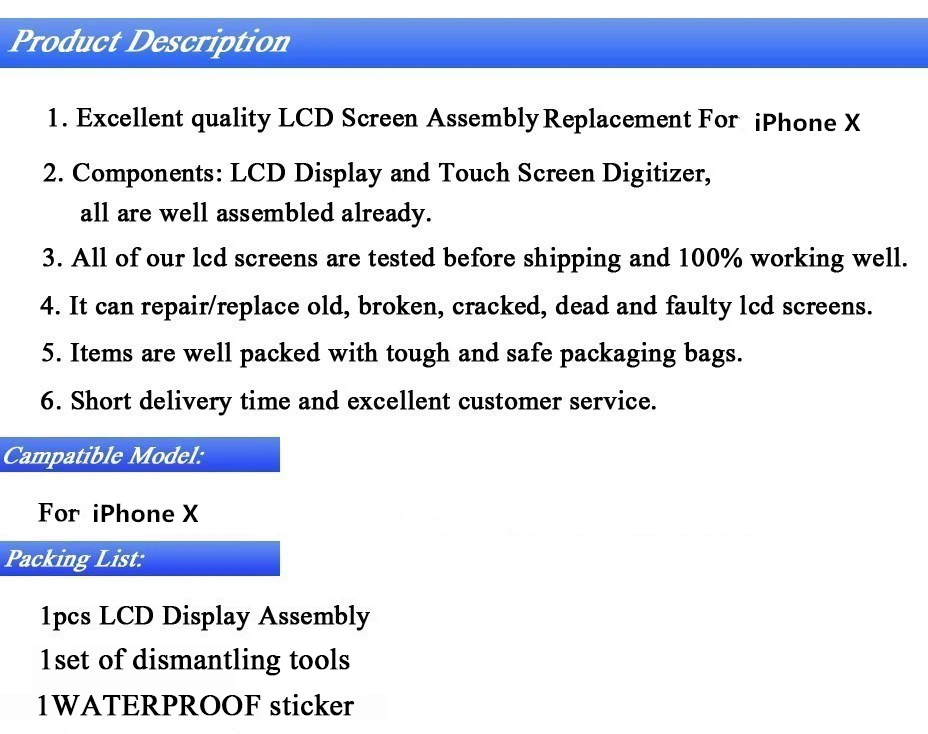 OEM Качество AMOLED OLED/TFT для iphone X ЖК-дисплей Замена Pantalla для iphone x дисплей
